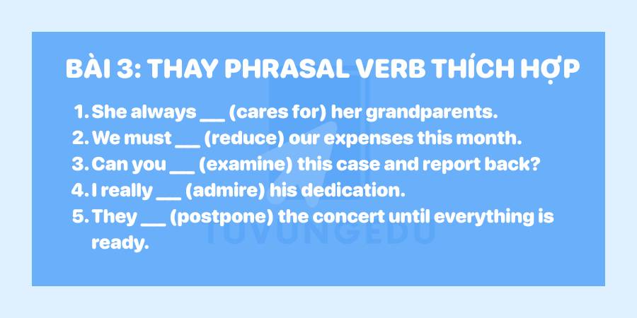 bài tập phrasal verb