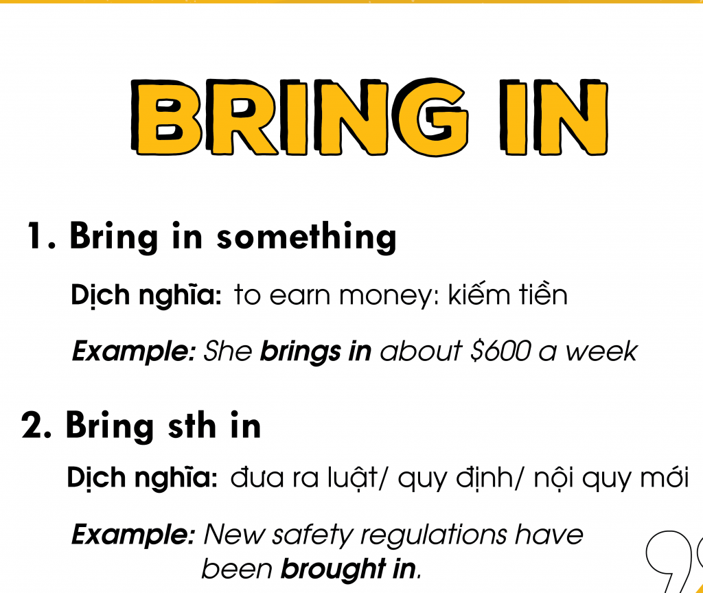 To Bring In 15+ Phrasal Verb với Bring thông dụng trong tiếng Anh!