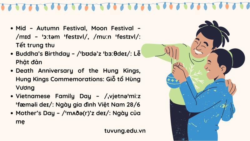 100+ từ vựng tiếng Anh về lễ hội